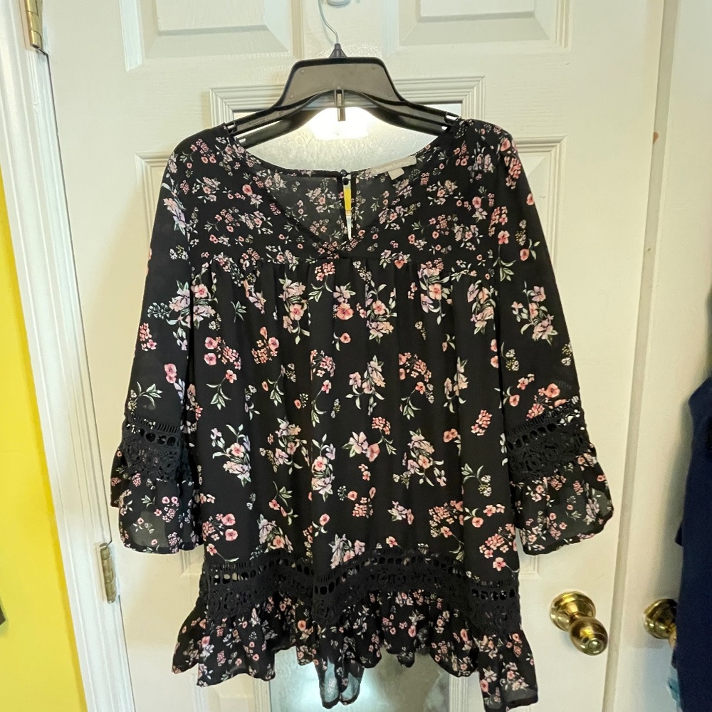 Floral Black Women's Top